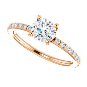 Cubic Zirconia Engagement Ring- The Blaire (Customizable Round Cut with Petite Pavé Band)