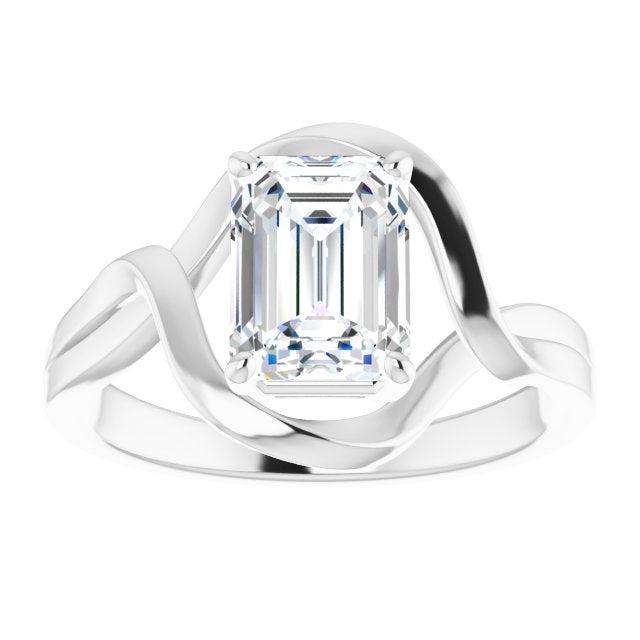 Cubic Zirconia Engagement Ring- The Helene (Customizable Radiant Cut Hurricane-inspired Bypass Solitaire)