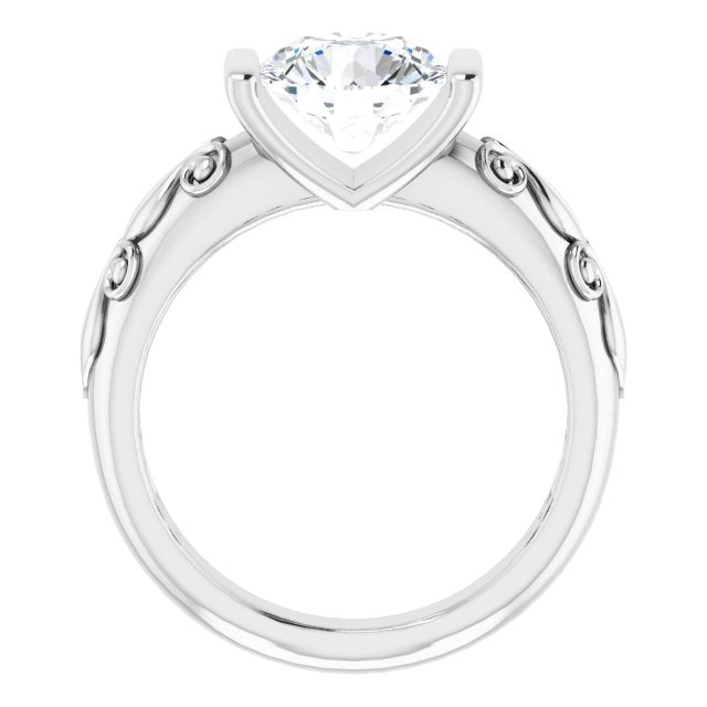 Cubic Zirconia Engagement Ring- The Cora (Customizable Bar-set Round Cut Setting featuring Organic Band)