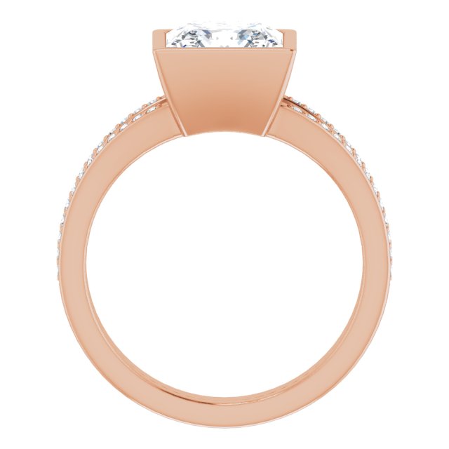 Cubic Zirconia Engagement Ring- The Jenni Lou (Customizable Bezel-set Princess/Square Cut Design with Split Shared Prong Band)
