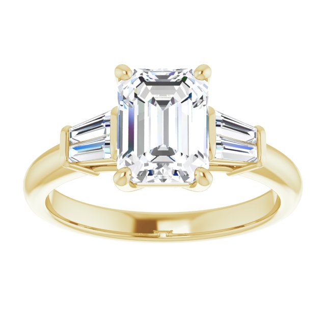 Cubic Zirconia Engagement Ring- The Chloe (Customizable 5-stone Radiant Cut Style with Quad Tapered Baguettes)
