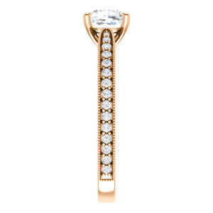 CZ Wedding Set, featuring The Brooklynn engagement ring (Customizable Cushion Cut with Cathedral Setting and Milgrained Pavé Band)