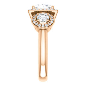 Cubic Zirconia Engagement Ring- The Justine (Customizable Princess Cut Center 3-Stone Halo-Style)