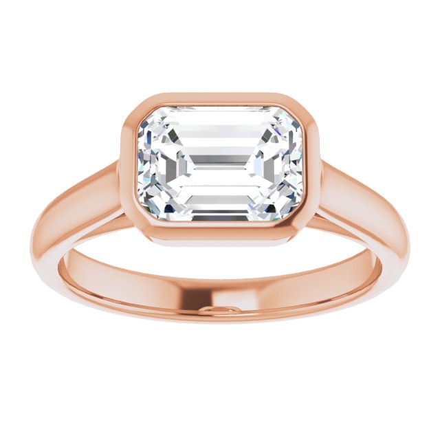 Cubic Zirconia Engagement Ring- The Ann Michelle (Customizable Cathedral-Bezel Emerald Cut 7-stone "Semi-Solitaire" Design)
