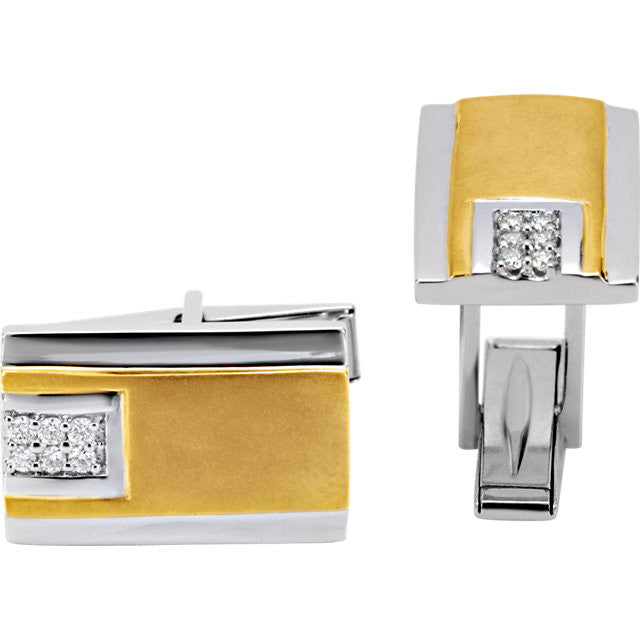 Men’s Cufflinks- 12-stone 0.16 CTW with Two-Tone Design