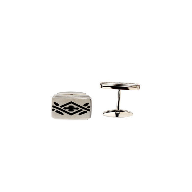 Men’s Cufflinks- Stainless Steel with Black Ion Plate Inserts