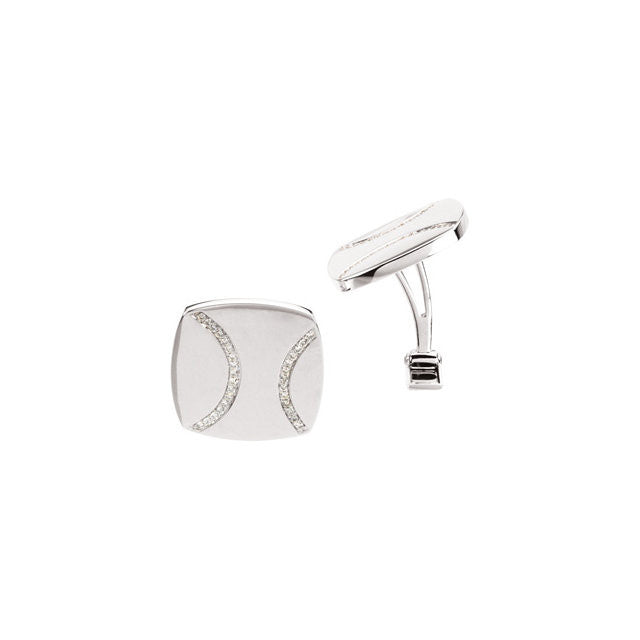 Men’s Cufflinks- 0.25 CTW Rounded Rectangle with Gemstone Ribbons