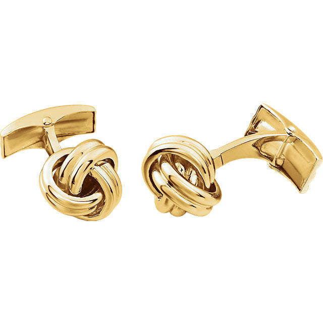 Men’s Cufflinks- 14K White or Yellow Gold Tight Knot Design