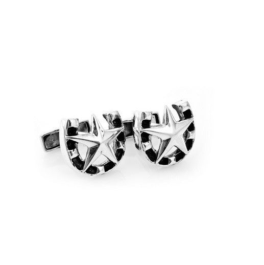 Men’s Cufflinks- Sterling Silver Lucky Star and Horseshoe Design