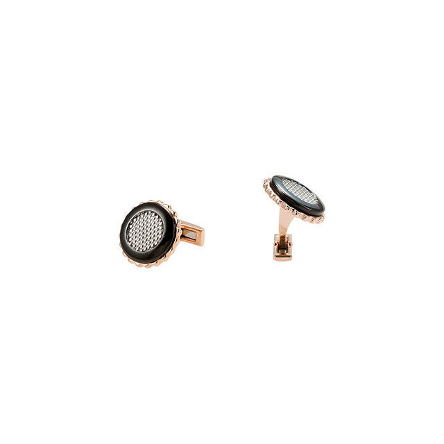 Men’s Cufflinks- Rose Gold Immersed Plated Round with Stainless Steel