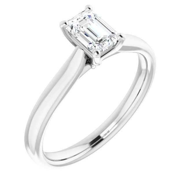 10K White Gold Customizable Cathedral-Prong Emerald/Radiant Cut Solitaire