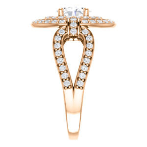 Cubic Zirconia Engagement Ring- The Jill (Oval Cut Double Halo with Ultrawide Split-Pavé Band)