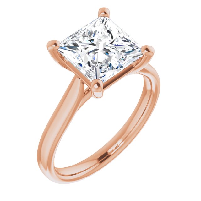 10K Rose Gold Customizable Cathedral-Prong Princess/Square Cut Solitaire