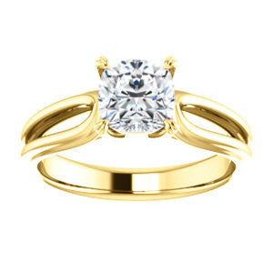CZ Wedding Set, featuring The Piper engagement ring  (Customizable Cushion Cut Solitaire with Flared Split-band)