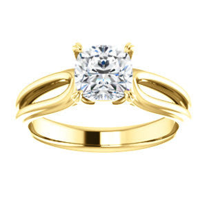 Cubic Zirconia Engagement Ring- The Piper (Customizable Cushion Cut Solitaire with Flared Split-band)