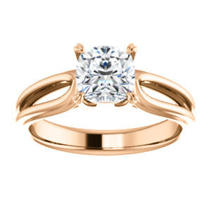 Cubic Zirconia Engagement Ring- The Piper (Customizable Cushion Cut Solitaire with Flared Split-band)