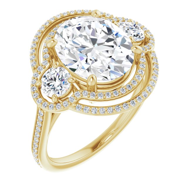 3.78 TCW Radiant Blossom Pear Cut halo pave Moissanite Engagement Ring with  Round cut Side Stones