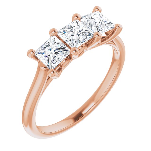 10K Rose Gold Customizable Triple Princess/Square Cut Design with Thin Band