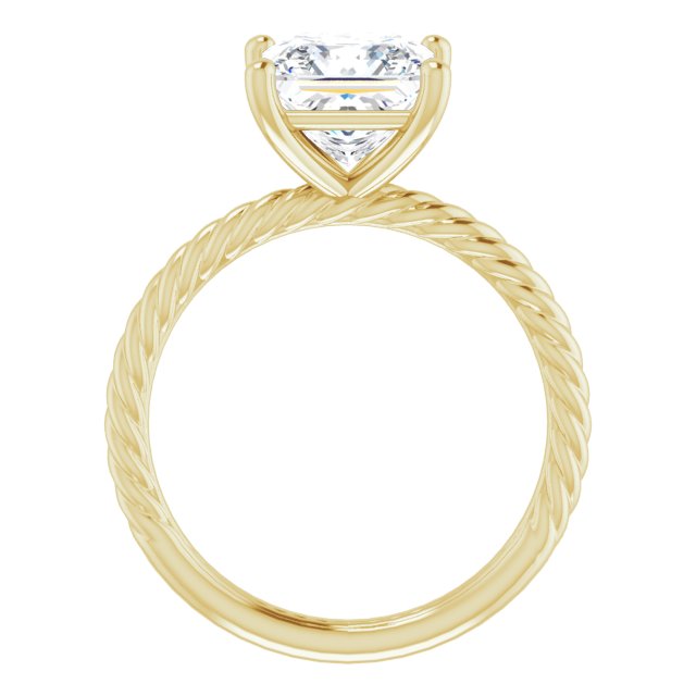 Cubic Zirconia Engagement Ring- The Donna Lea (Customizable Princess/Square Cut Solitaire featuring Braided Rope Band)