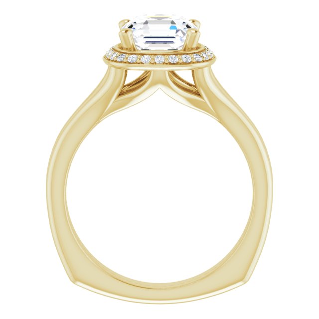 Cubic Zirconia Engagement Ring- The Elaine Li (Customizable Asscher Cut Style with Halo, Wide Split Band and Euro Shank)