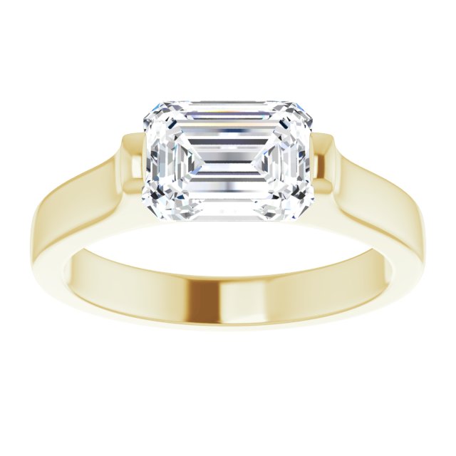 Cubic Zirconia Engagement Ring- The Jiàn (Customizable Bar-set Radiant Cut Solitaire)