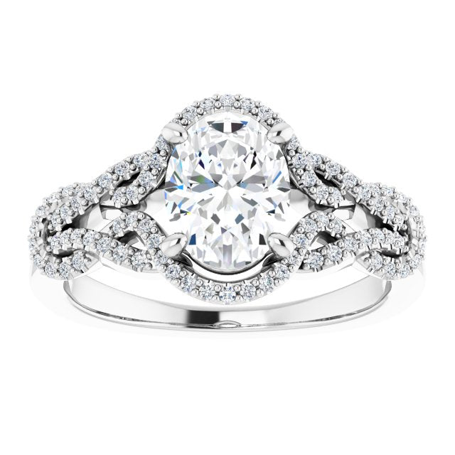 Cubic Zirconia Engagement Ring- The Montana (Customizable Oval Cut Design with Intricate Over-Under-Around Pavé Accented Band)