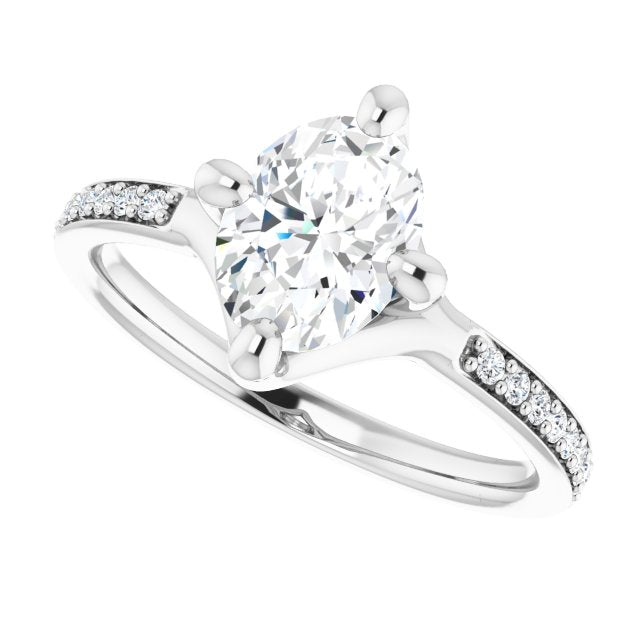 Cubic Zirconia Engagement Ring- The Ashanti (Customizable Oval Cut Design featuring Thin Band and Shared-Prong Round Accents)