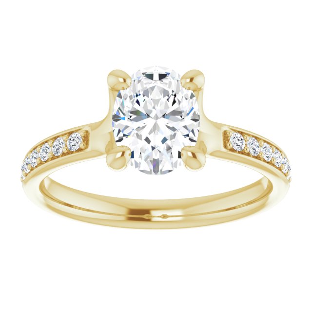 Cubic Zirconia Engagement Ring- The Faride (Customizable Heavy Prong-Set Oval Cut Style with Round Cut Band Accents)