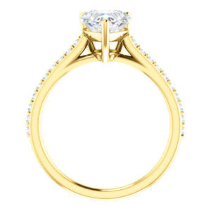 Cubic Zirconia Engagement Ring- The Tanisha (Customizable Cathedral-set Heart Cut Design with Thin Pavé Band)