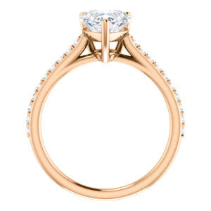 Cubic Zirconia Engagement Ring- The Tanisha (Customizable Cathedral-set Heart Cut Design with Thin Pavé Band)