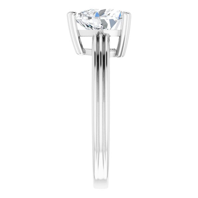 Cubic Zirconia Engagement Ring- The Davina (Customizable Heart Cut Solitaire with Double-Grooved Band)