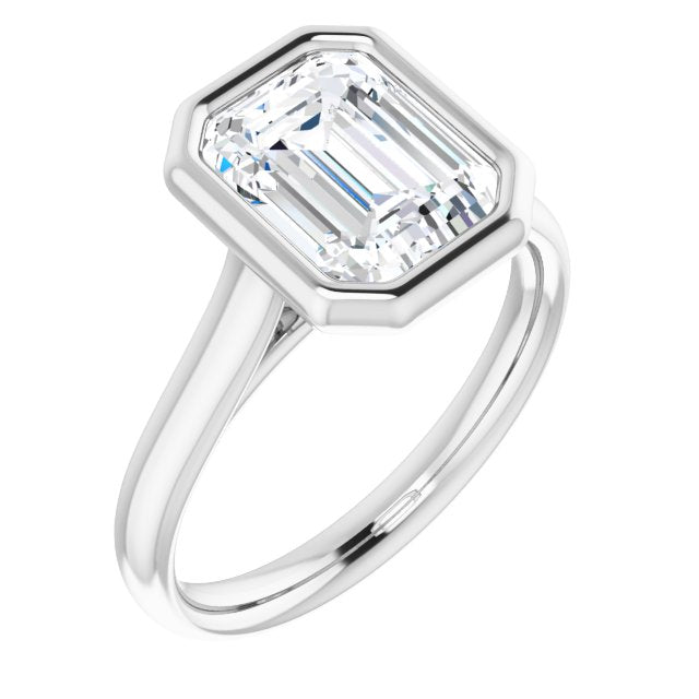 10K White Gold Customizable Cathedral-Bezel Emerald/Radiant Cut Solitaire