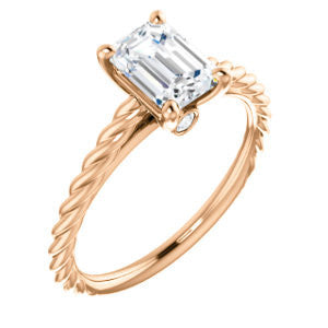 Cubic Zirconia Engagement Ring- The Lolita (Customizable Radiant Cut Style with Braided Metal Band and Round Bezel Peekaboo Accents)