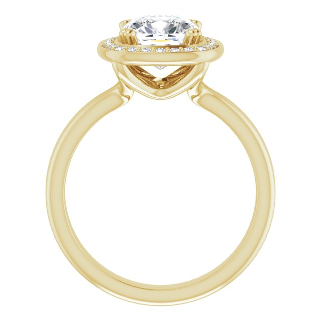 Cubic Zirconia Engagement Ring- The Jeanine Marie (Customizable Cushion Cut Style with Scooped Halo and Grooved Band)