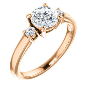 Cubic Zirconia Engagement Ring- The Jacqueline (Customizable Round Cut 3-stone with Thin Band and Dual Round Prong Accents)