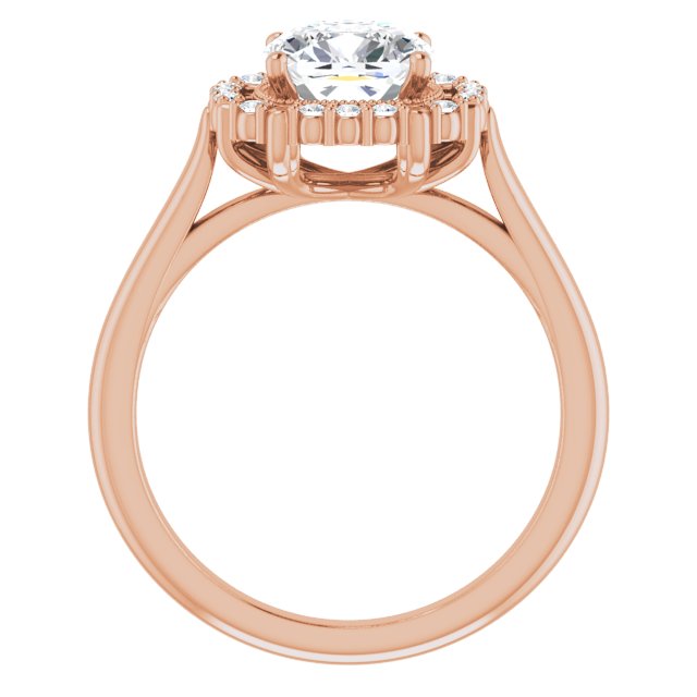 Cubic Zirconia Engagement Ring- The Sana (Customizable Cushion Cut Design with Majestic Crown Halo and Raised Illusion Setting)