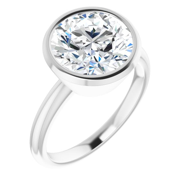 10K White Gold Customizable Bezel-set Round Cut Solitaire with Thin Band