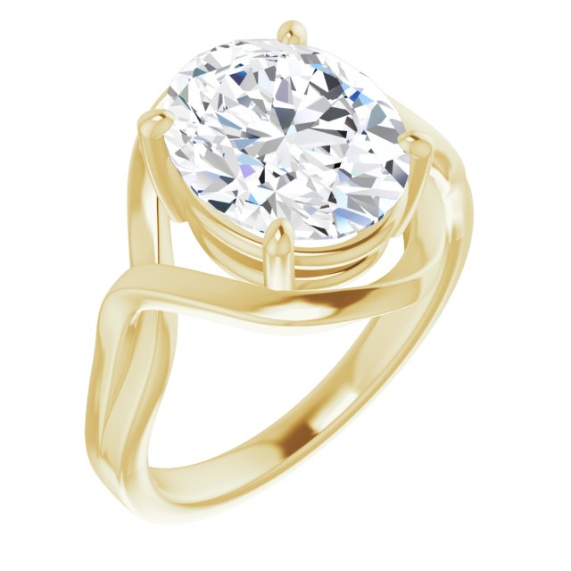 10K Yellow Gold Customizable Oval Cut Hurricane-inspired Bypass Solitaire