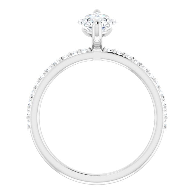 Cubic Zirconia Engagement Ring- The Geraldine Lea (Customizable Marquise Cut Style with Delicate Pavé Band)