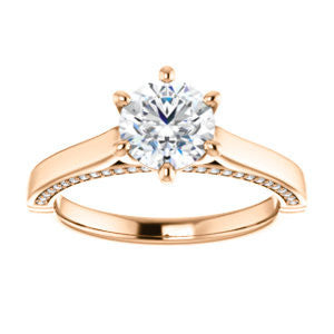 Cubic Zirconia Engagement Ring- The Tonja (Customizable Round Cut Semi-Solitaire with Dual Three-sided Pavé Band)