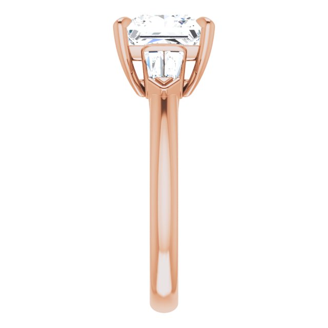 Cubic Zirconia Engagement Ring- The Fortunada (Customizable 5-stone Design with Princess/Square Cut Center and Quad Baguettes)
