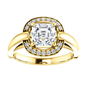Cubic Zirconia Engagement Ring- The Kady (Customizable Cathedral-set Asscher Cut with Semi-Halo)