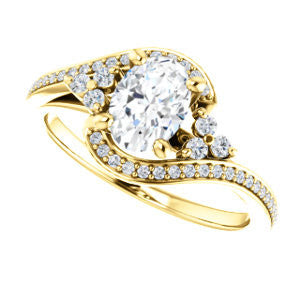 Cubic Zirconia Engagement Ring- The Candie (Customizable Oval Cut with Artisan Bypass Pavé and 7-stone Cluster)