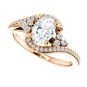 Cubic Zirconia Engagement Ring- The Candie (Customizable Oval Cut with Artisan Bypass Pavé and 7-stone Cluster)