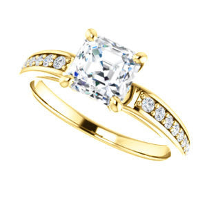 CZ Wedding Set, featuring The Sashalle engagement ring (Customizable Cathedral-Raised Asscher Cut Design with Tapered Pavé Band)