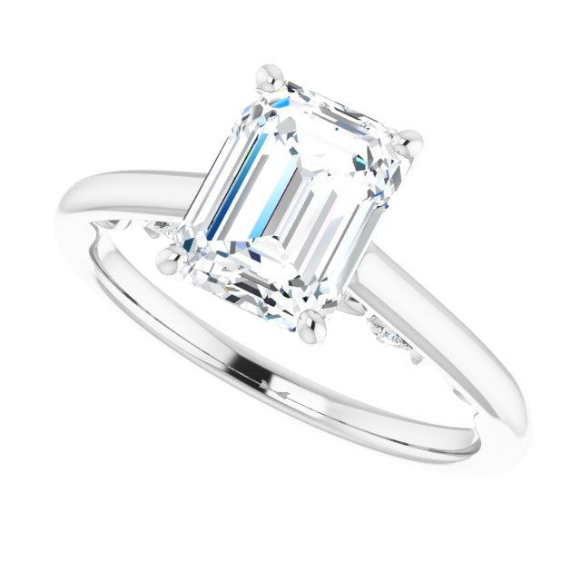 Cubic Zirconia Engagement Ring- The Heilanda (Customizable Cathedral-set Radiant Cut Style featuring Peekaboo Trellis Hidden Stones)