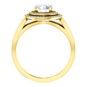 Cubic Zirconia Engagement Ring- The Shannan (Customizable Cathedral-set Round Cut 2x Halo with Split-Pavé Band)