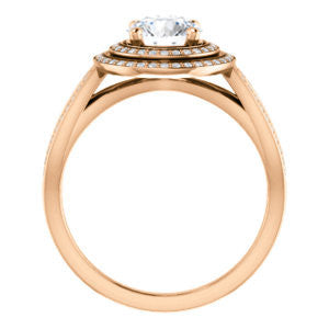 Cubic Zirconia Engagement Ring- The Shannan (Customizable Cathedral-set Round Cut 2x Halo with Split-Pavé Band)