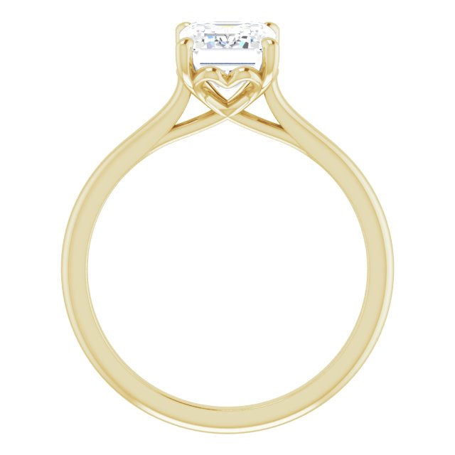 Cubic Zirconia Engagement Ring- The Josepha (Customizable Cathedral-style Radiant Cut Solitaire with Decorative Heart Prong Basket)