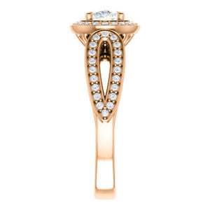 Cubic Zirconia Engagement Ring- The Jordyn Elitza (Customizable Halo-Style Oval Cut with Twisting Pavé Split-Shank)